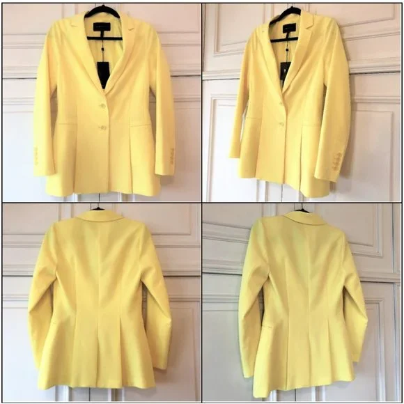 *NEW WITH TAGS* BCBGMaxAzria Pleated Peplum Limelight Yellow Blazer/Jacket XXS - Picture 5 of 16
